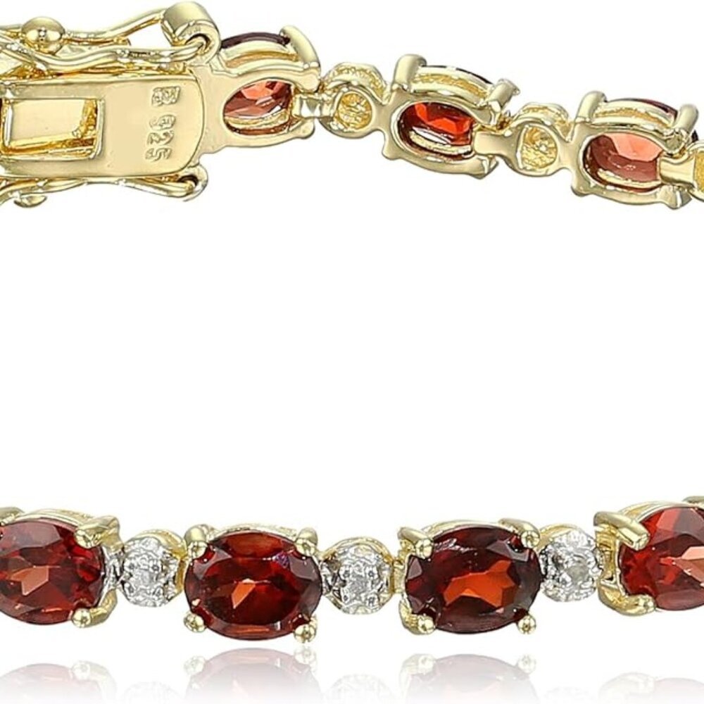 18k Yellow Gold Plated Sterling Silver Genuine Gemstones and Diamond Accent Tenn